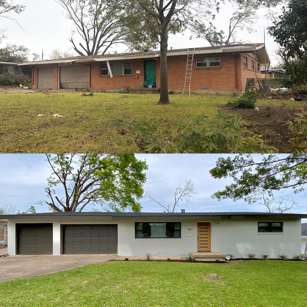 Before and after: a Dallas home damaged in the 2019 tornado, fully restored by Southpaw Trading